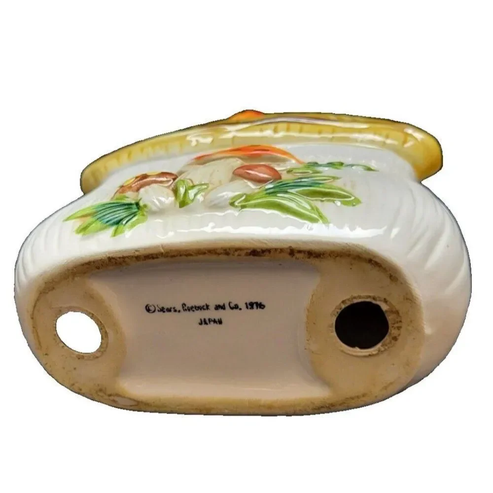Vintage 1976 Sears Roebuck & Co Ceramic Merry Mushroom Napkin Holder Japan MCM